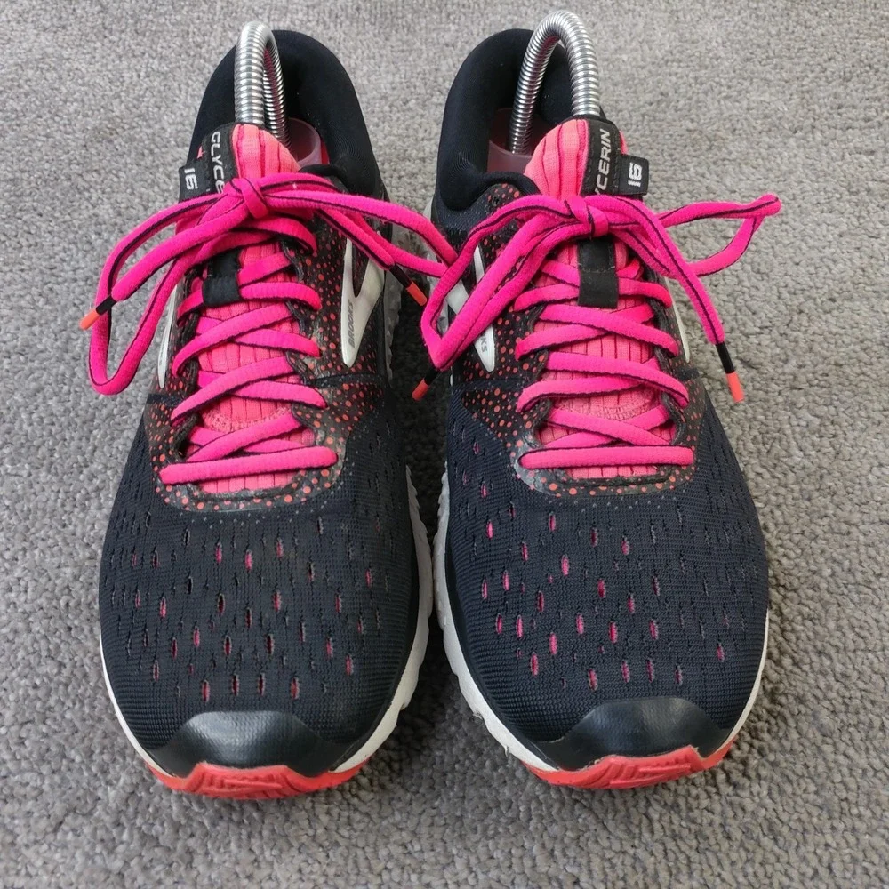Brooks Glycerin 16 Womens Size 9 Wide Running Shoes Black Pink 1202781D070